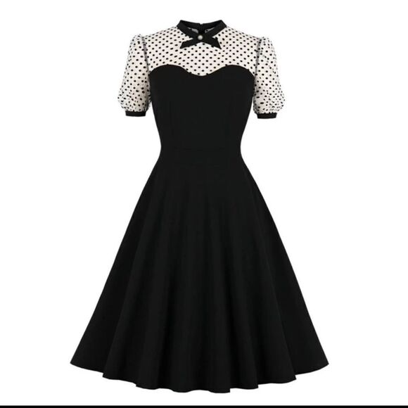 Women’s Black with Polka Dot Dress 1950’s Retro Style Size M NEW - Picture 13 of 13